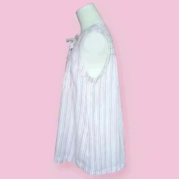 Rachel Zoe 100% Linen Pastel Pink Vertical Stripes Sleeveless Summer Blouse - Picture 9 of 13